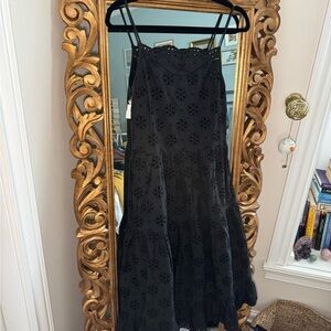 Aritzia Black Eyelet Midi Dress